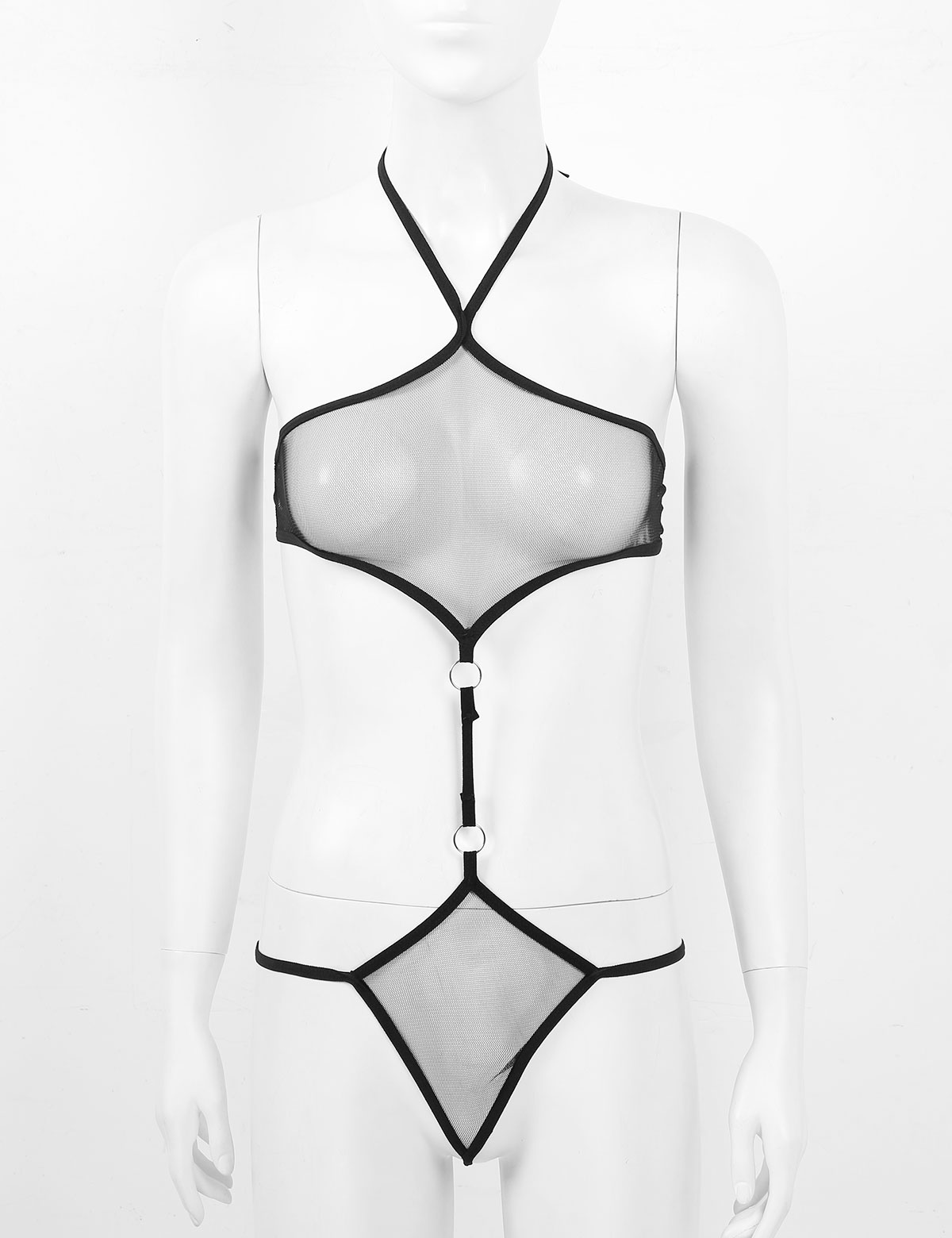 Traje de baño Sexy para mujer, peluches eróticos japoneses, lencería transparente, Catsuit Sissy, Bikinis brasileños sin espalda, mono, ropa de dormir