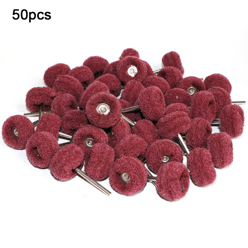 25/50pcs Mini แปรง Scouring Pad ล้อขัดเส้นใยไนลอนบดหัวขัด Buffing ล้อขัด 1 "25 มม.ชุดสําหรับ Dremel
