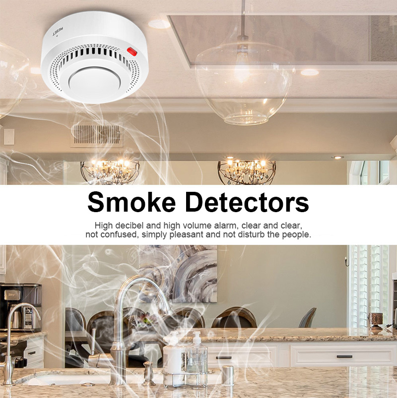 Tuya-Detector de humo WIFI, Sensor de alarma de protección contra incendios, funciona con batería inalámbrica independiente, alerta de empuje de vida inteligente, seguridad del hogar