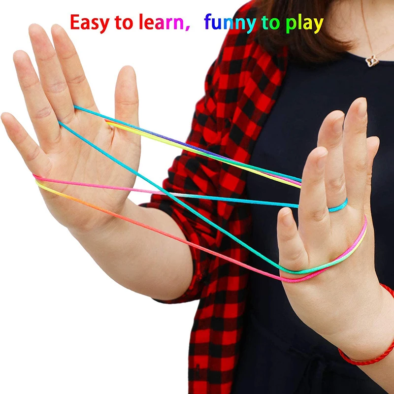 สายรุ้งสี Cradle String เกมนิ้วมือคลาสสิกเชือกด้ายของเล่นเชือกมือ String เกมปริศนาสร้างของเล่นอุปกรณ์