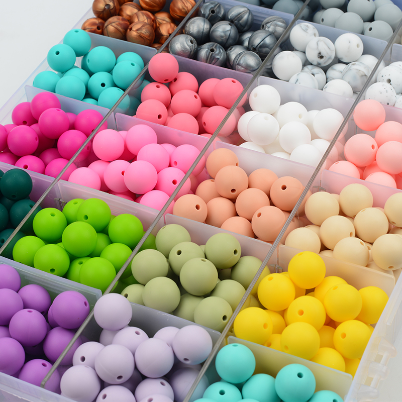 Loca 12mm 100 pçs contas de silicone redondo mordedor bebê enfermagem colar chupeta clipe cuidados orais bpa livre grau alimentício colorido