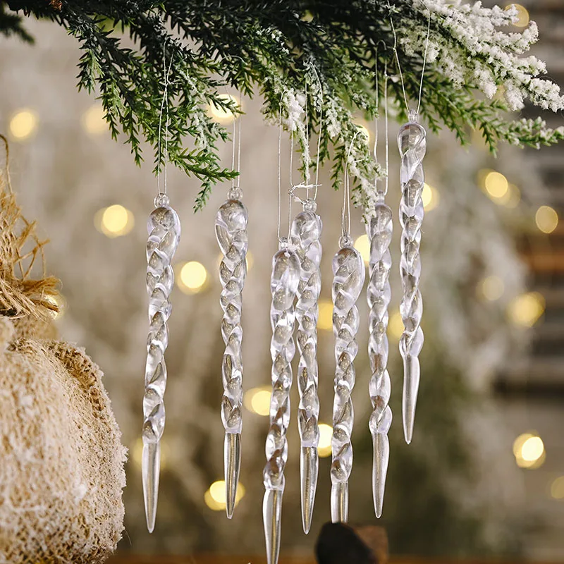 Adorno colgante de hielo para árbol de Navidad, carámbano falso para fiesta de invierno, decoración del hogar para Año Nuevo, 10 piezas, 13cm, 2023