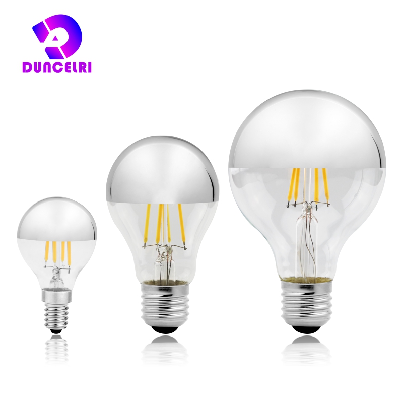 Edison E14 E27 Tráng Gương Bạc Retro Bóng Đèn LED 4W G45 A60 ST64 G80 G95 Vintage Dây Tóc Lampada LED đèn Trắng Ấm Chiếu Sáng