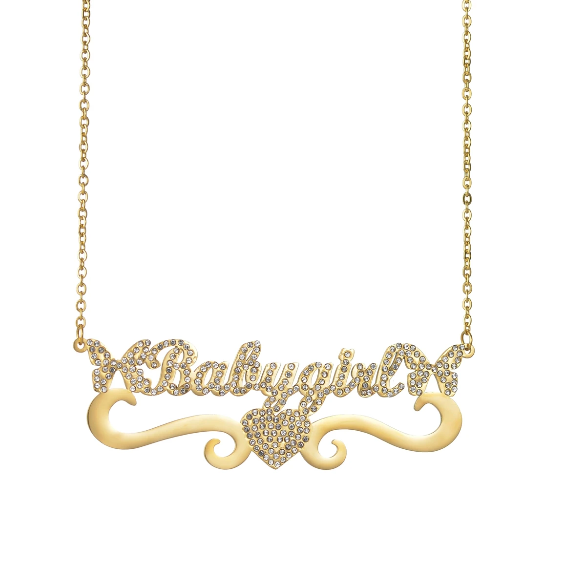 CUSTOM ส่วนบุคคลชื่อสร้อยคอสแตนเลส Cubic Zircon ตัวอักษรผู้หญิง Bling จี้สําหรับผู้หญิงเครื่องประดับ Dropshipping