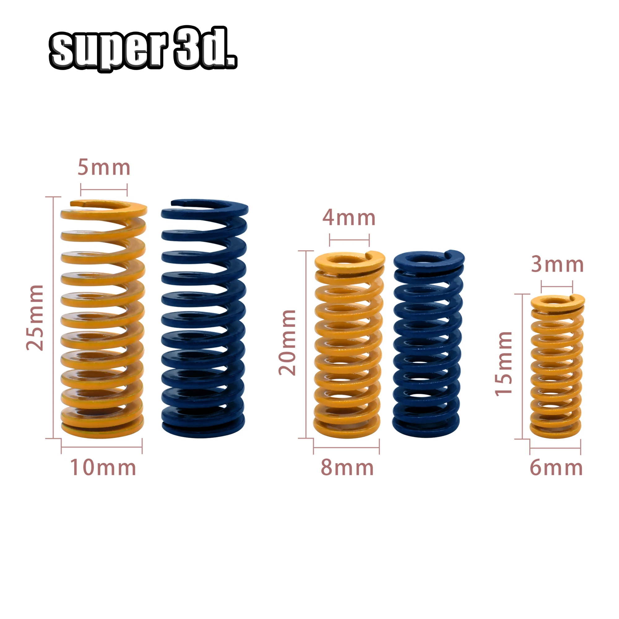 3D ชิ้นส่วนเครื่องพิมพ์ฤดูใบไม้ผลิสําหรับเตียงอุ่น Leveling Extruder strong ฤดูใบไม้ผลิ Bore 3/4/5 มม.เส้นผ่านศูนย์กลางภายนอก 6/8/10 มม.Length15/20/25 มม.