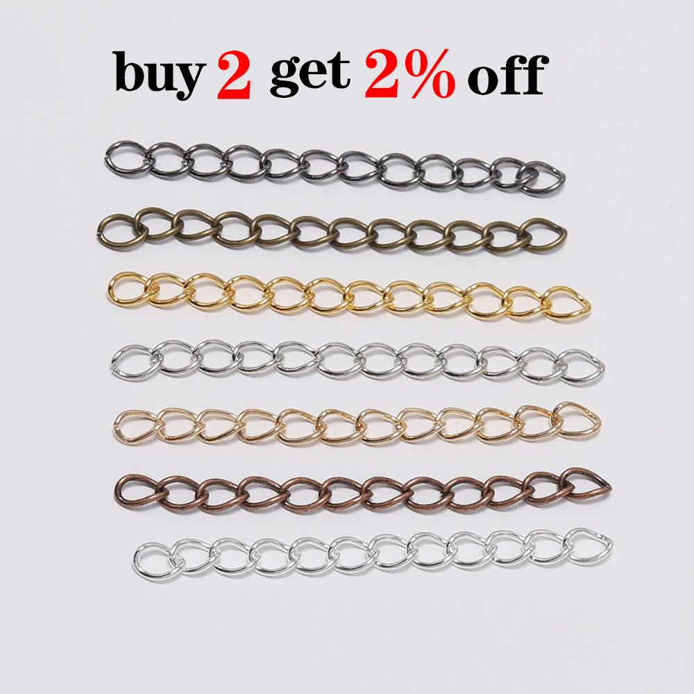 100 ชิ้น/ล็อต 50 มม.70 มม.สร้อยคอขยายโซ่จํานวนมากสร้อยข้อมือขยายโซ่หางExtenderสําหรับเครื่องประดับDIYทําผลการค้นหา