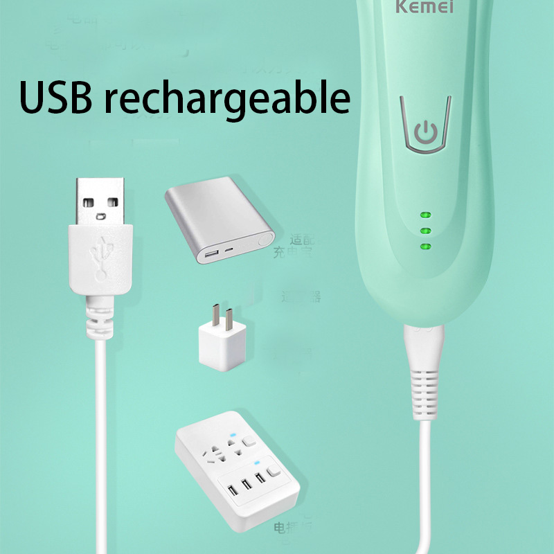 Kemei-cortadora de pelo de bebé para niños, Kit de corte de pelo inalámbrico, recargable e impermeable, cuchilla de cerámica, silencioso, 811