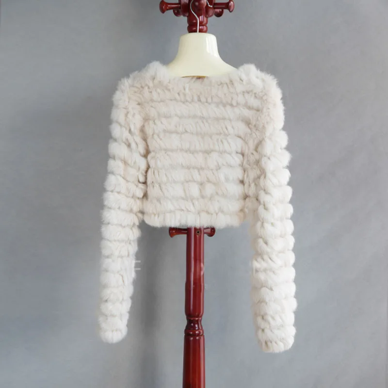 2023 Herbst echtes Kaninchen fell Strick mantel Langarm V-Ausschnitt Casuall Echtpelz Outwear offener Stich passende Kleider Herbst mantel