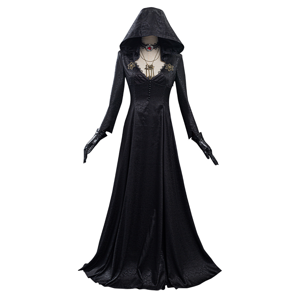 Evil Village Cosplay Traje Vampiro Senhora Vestido Roupas Halloween Carnaval Terno