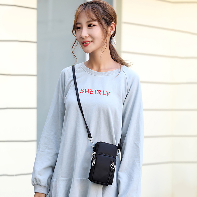 Casual Small Shoulder Bag Women Cell Phone Pocket Case Waterproof Nylon Sport Arm Package Messenger Purse Crossbody Handbag