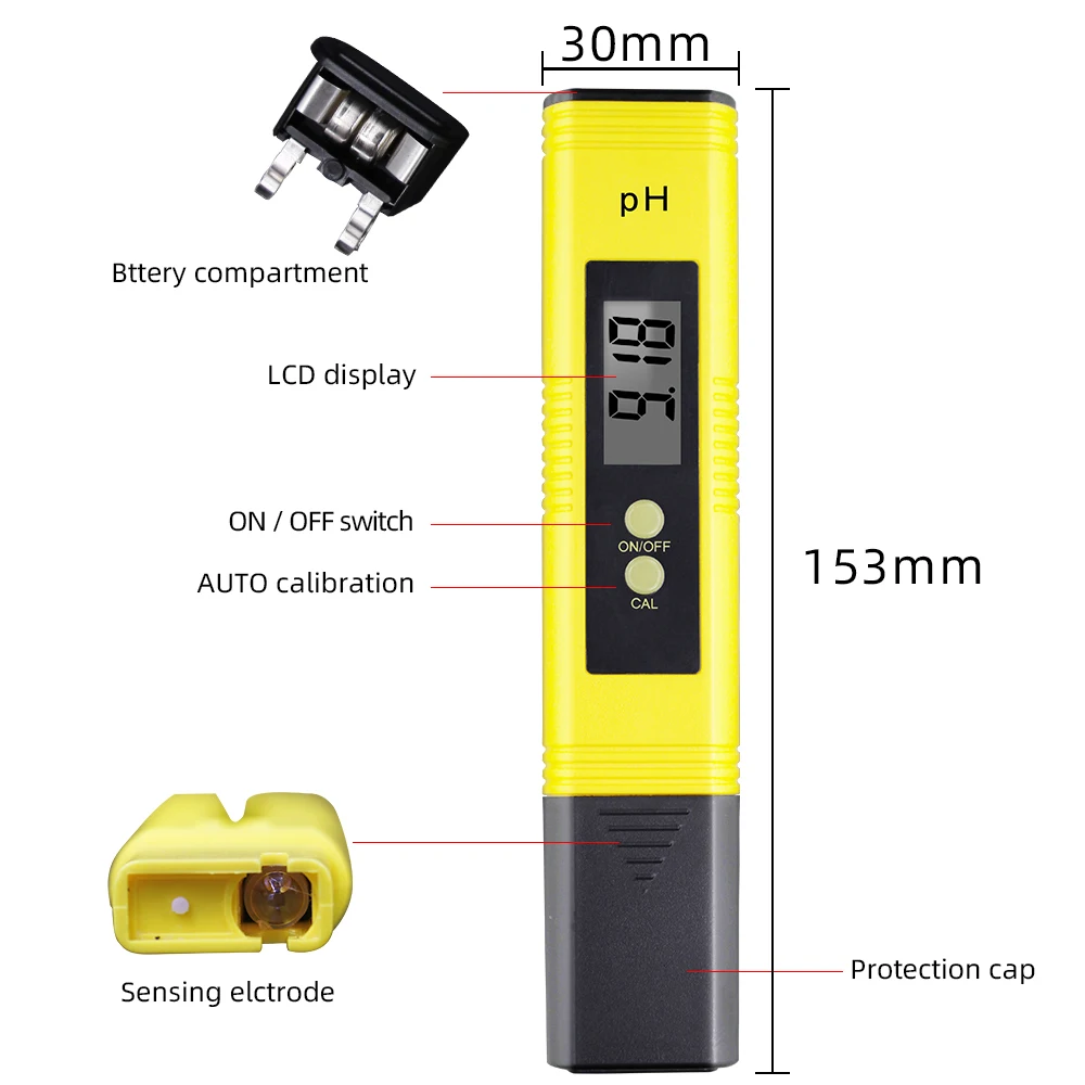 Medidor de PH y TDS Digital, probador de calidad del agua 0-14, medidor de PH 0-9990PPM, TDS y EC LCD, pureza del agua, filtro de acuario PPM