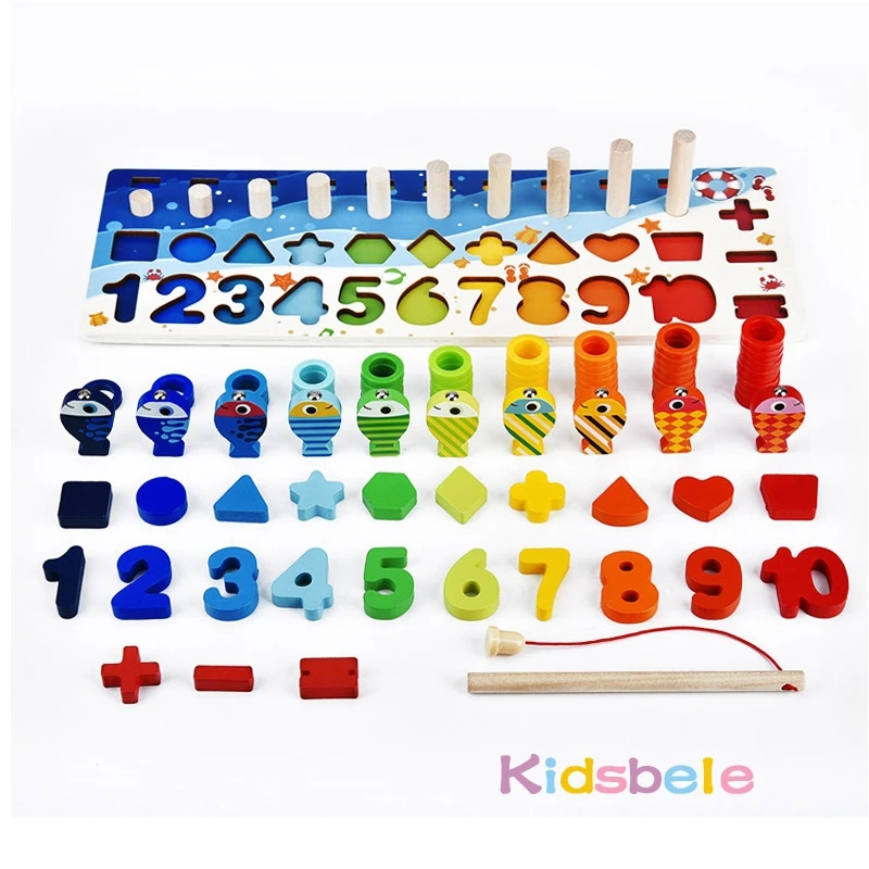 Trẻ Em Montessori Đồ Chơi Toán Học Cho Bé Gỗ Giáo Dục Xếp Hình Đồ Chơi Câu Cá Tính Số Hình Phù Hợp Với Sorter Trò Chơi Ban Đồ Chơi