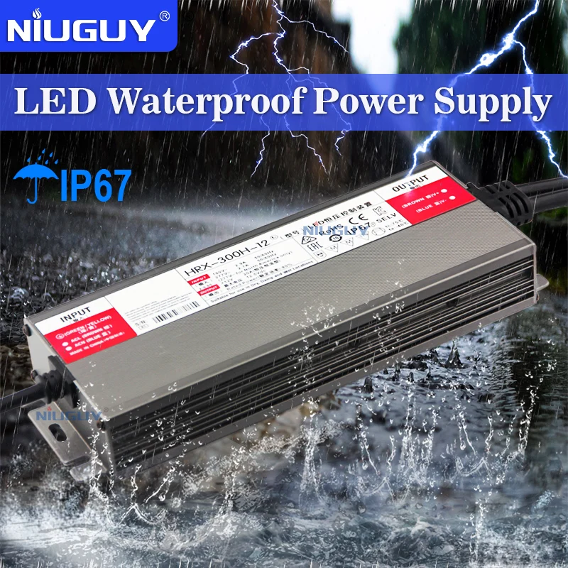 กันน้ํา Transformers AC 220V To DC 12 V 24V LED Driver แหล่งจ่ายไฟ 60W 100W 150W 200W 300W 600W กันน้ํากลางแจ้ง