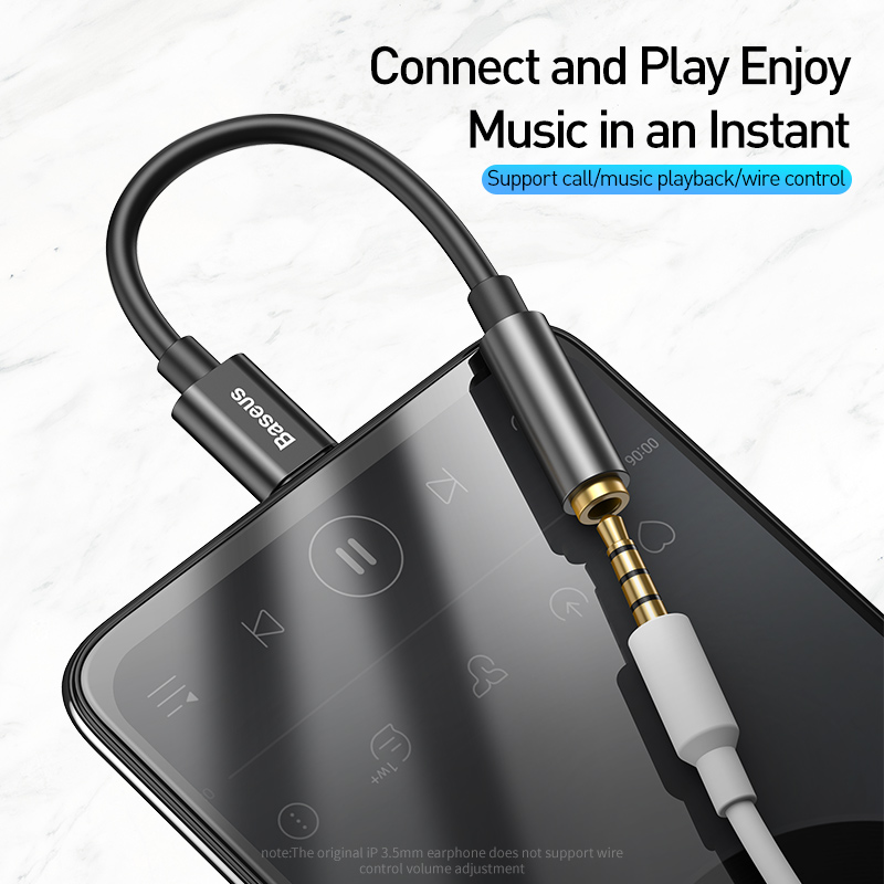 Baseus Type C ~ 3.5mm 이어폰 잭 AUX USB C 케이블 헤드폰 어댑터 Huawei P20 Xiaomi Mi 10 용 3.5 잭 오디오 케이블
