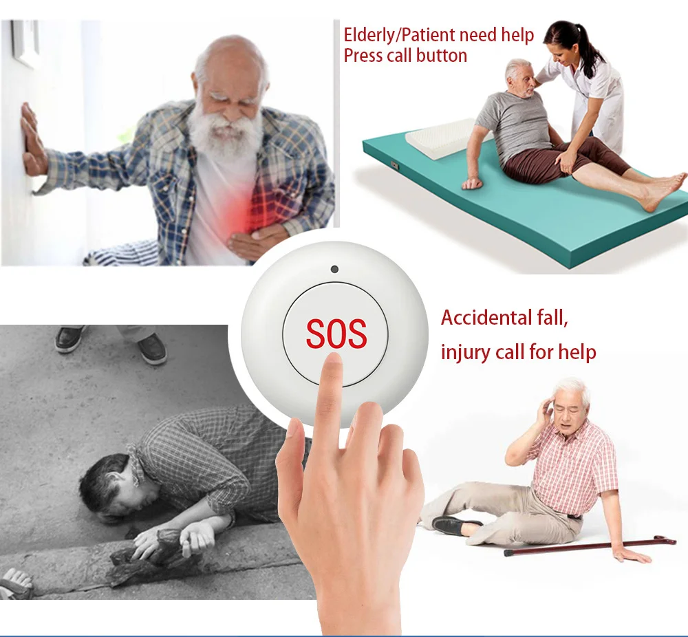 Không Dây Nút SOS Khẩn Cấp Nút Giúp Gsm Hệ Thống Báo Động Nút SOS Khẩn Cấp
