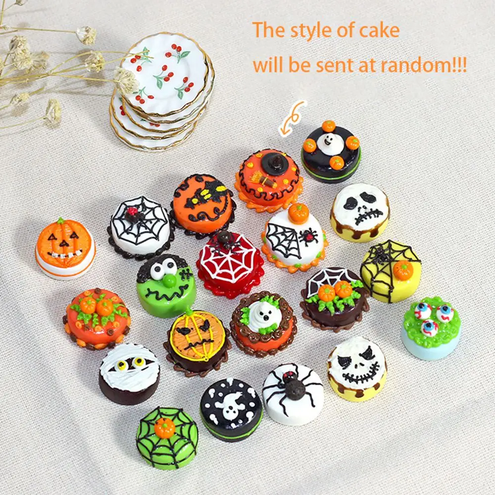 Comida para casa de muñecas en miniatura 1:12 pastel de Chocolate de frutas de Halloween o Navidad + platillo para accesorios de muñecas Blyth BJD