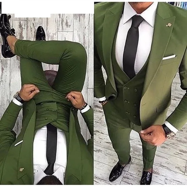 ชายชุดสูท Tuxedo พรหม Slim Fit 3ชิ้นเจ้าบ่าวชุดแต่งงานสำหรับผู้ชาย Blazer Terno Masuclino 3ชิ้น (เสื้อ + เสื้อกั๊ก + กางเกง)