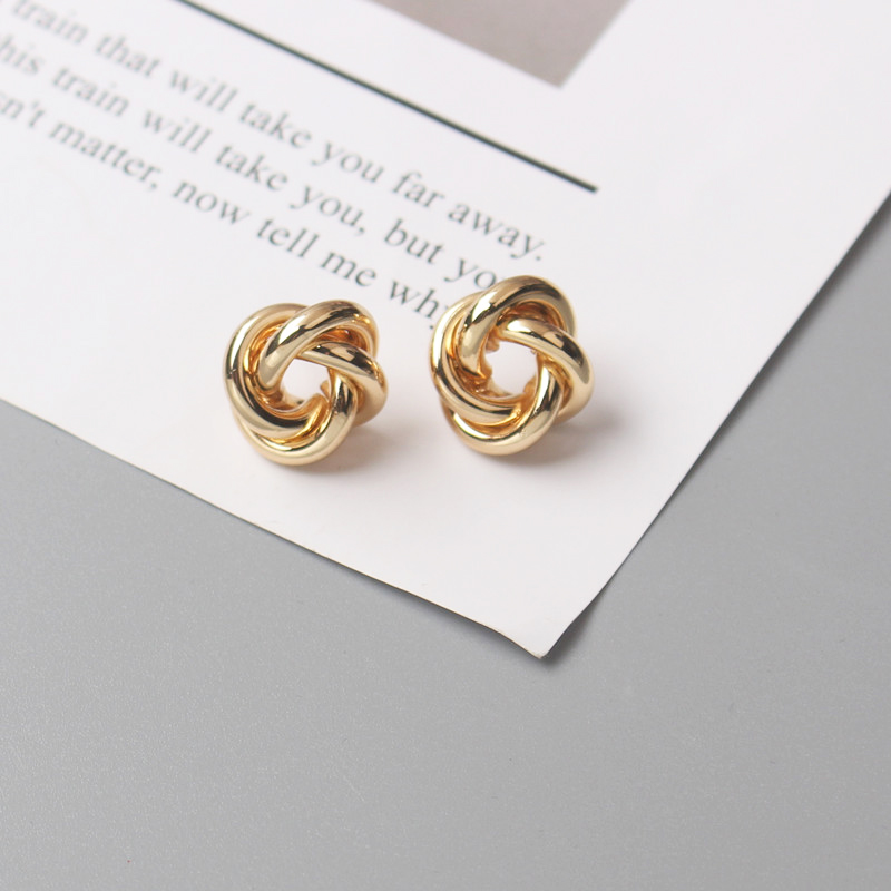 Thon Kim Loại Bông Tai Dành Cho Nữ Màu Vàng Xoắn Bông Tai Vòng Tròn Nhỏ Bất Thường Bông Tai Boucles D'oreilles Trang Sức Thời Trang