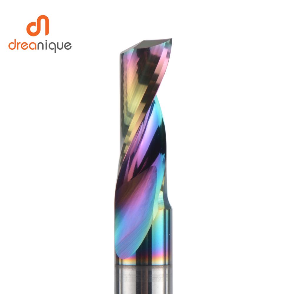 Dreanique 1 PC 3.175 4 6 8mm CNC ขลุ่ยเดี่ยวทังสเตนคาร์ไบด์โลหะผสม End Mill, DLC เคลือบเครื่องตัดบิตสําหรับอลูมิเนียม