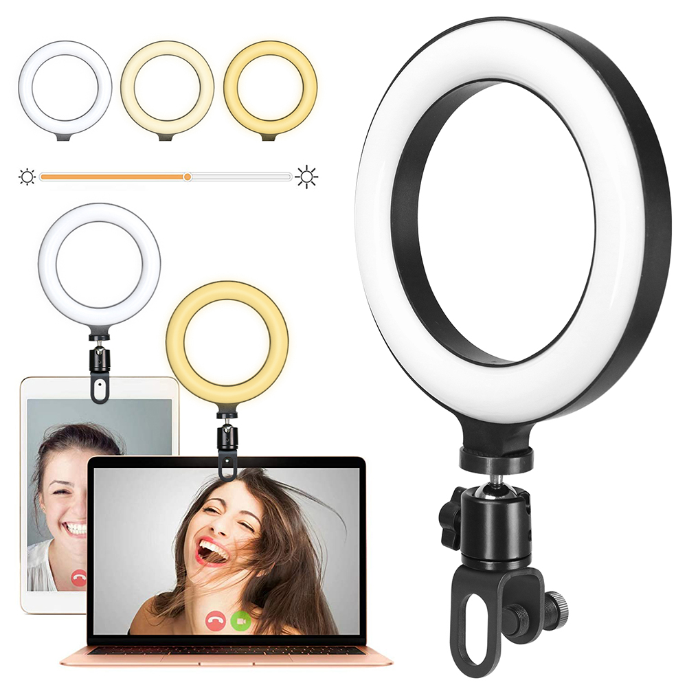 Vành 16CM Ánh Sáng Đèn LED Chiếu Sáng Với Kẹp Trên Laptop Máy Tính Cho Hội Nghị Video Zoom Webcam Trò Chuyện Trực Tuyến youtube