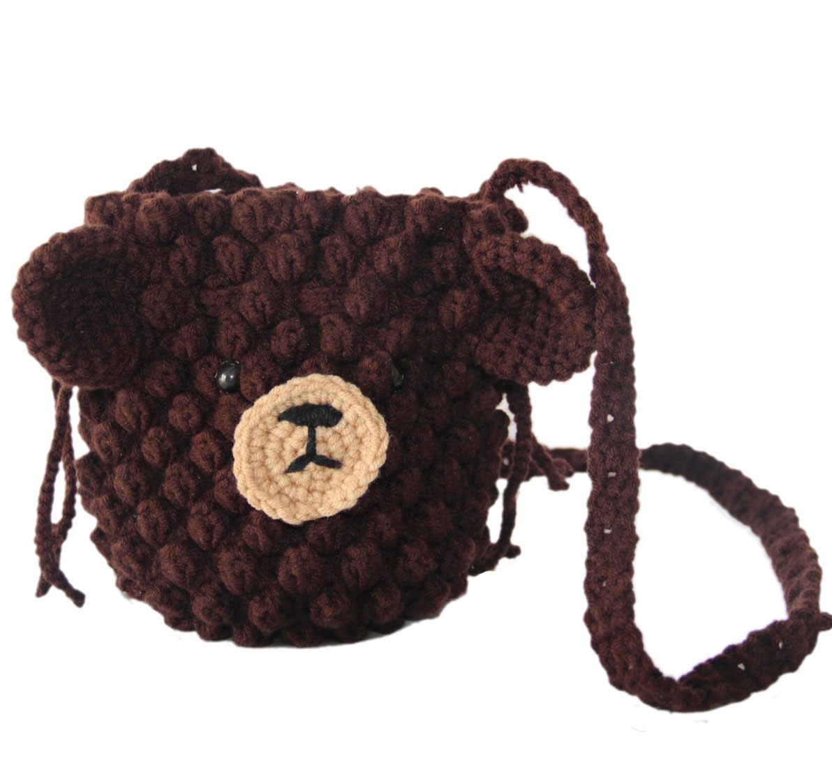 Вязаная арт-сумка BomHCS, кошелек с коричневым медведем, сумка для хранения через плечо