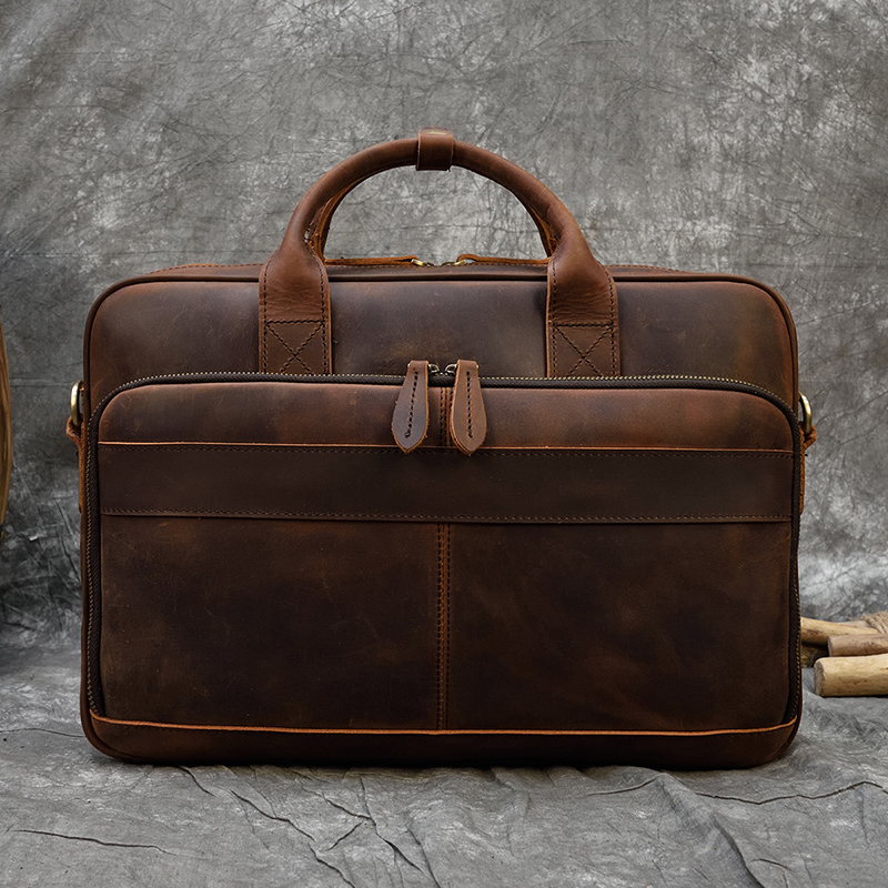 Retro Laptop Aktentasche Tasche Echtes Leder Handtaschen Casual 15,6 "Business Tasche Tägliche Arbeits Tragetaschen Männer Männliche tasche für dokumente