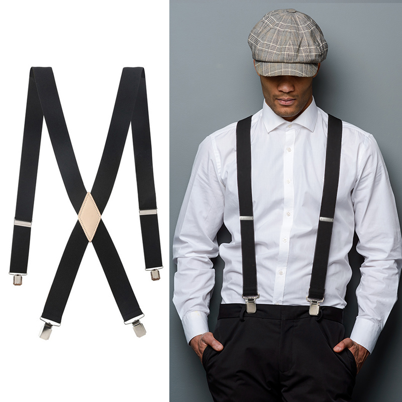 ชาย 3.5 ซม.Unisex ตรงคลิป Rawhide Suspender ของแท้หนังรั้ง 110 ซม.130 ซม.ขยายขนาด VINTAGE เจ้าบ่าวของขวัญ