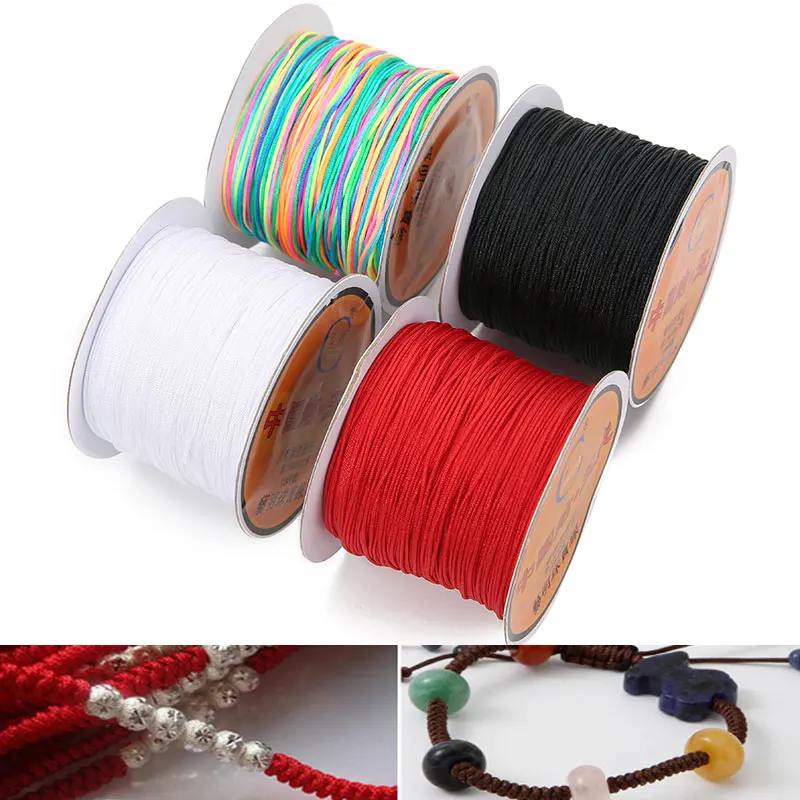 45 metros 0,4 0,6 0,8 1 1,5mm hilo de nailon para pulsera nudo chino Kumihimo macramé hilo trenzado cadena fabricación de joyas