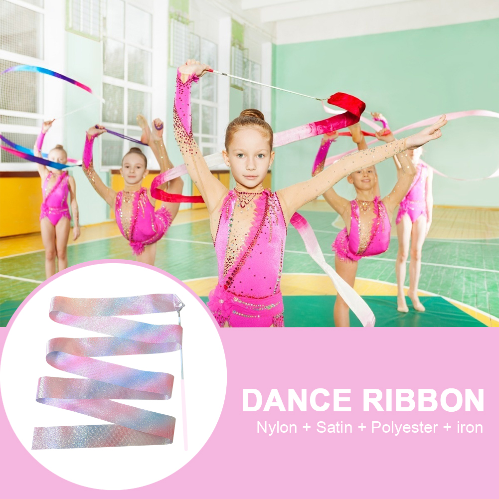 Cinta de Ballet de 1/2 piezas/2M/4M para Gimnasia Artística, cinta con palo giratorio, purpurina intermitente, tira de actuación deportiva, accesorio para espectáculo de escenario