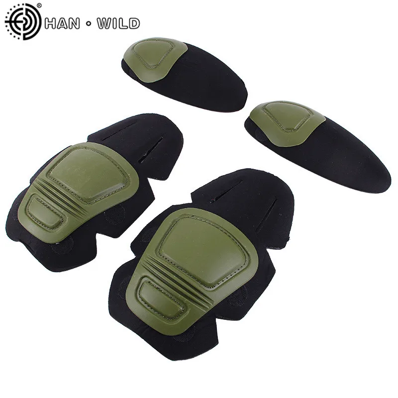 HAN กบป่าชุดเข่า Pads ข้อศอก Paintball Airsoft ยุทธวิธี Kneepad Interpolated เข่า Protector ชุดเกียร์ COMBAT