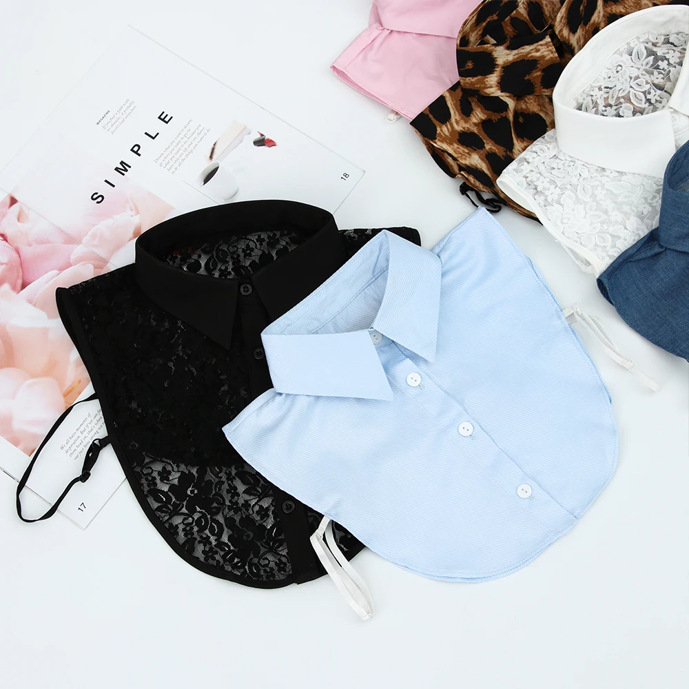 Cuello falso de encaje de algodón clásico para mujer, accesorios de ropa Vintage desmontables, solapa, blusa, Top, camisa, cuello falso, DropShip
