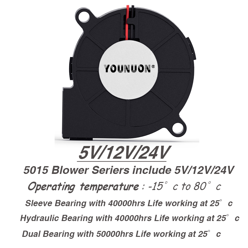 5015 5 センチメートル DC 5V 12V 24V 2Pin デュアルボール/油圧ベアリングブラシレス冷却タービン送風ファン 50 ミリメートル × 15 ミリメートル送風クーラーファン