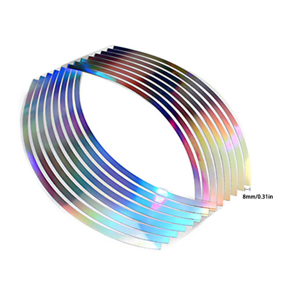 16 개/대 10/12/14/18 인치 반사 자동차 스티커 멋진 스타일 오토바이 빛나는 자동차 스티커에 대 한 새로운 PVC 레이저 휠 림 테이프