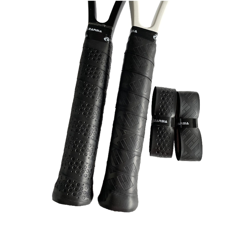 Agarre de repuesto para raqueta de tenis de cuero ZARSIA-PU, mango de cuero negro grueso, 4 piezas