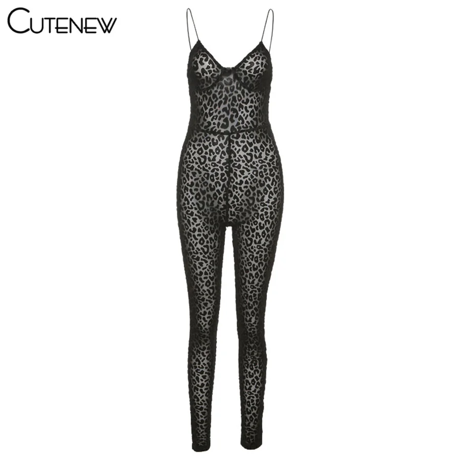 Cutenew Y2K-mono ajustado con estampado de leopardo para mujer, mono informal con tirantes, moda Sexy, sin mangas, sin espalda, ajustado, elástico, ropa de fiesta para discoteca