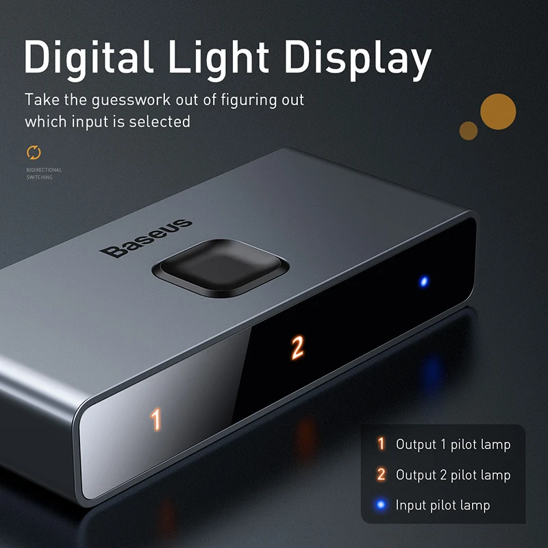 Baseus HDMI-compatible Switcher 4K 60Hz Bi-Direction 1x2/2x1 HDR Audio Adapter for PS4 TV Box 4K HD HDMI-compatible Switcher