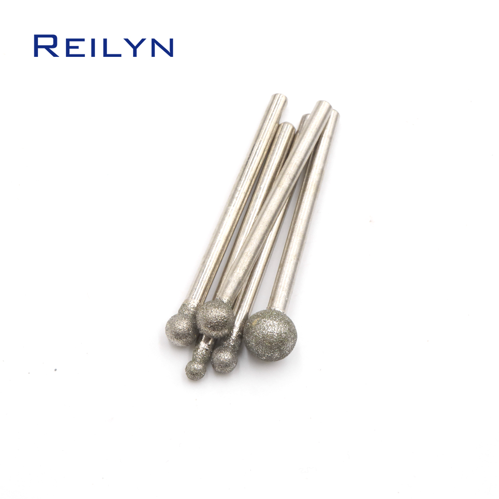10 stücke 120 # Schaft 3mm Kugelform Diamant Bits Schleifen Grat Schleif nadel Polieren Bits 3mm/4mm/5mm/6mm/8mm/10mm
