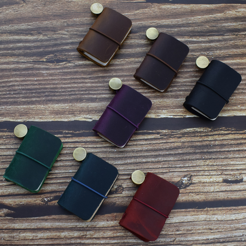 1pc Tiny Leather Notebook Pocketbook Sketchbook Mini Vintage Retro Cute Kawaii Portable Daily Planner Organizer Travel Supplies