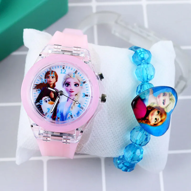 Flash luz crianças relógios com pulseira de silicone princesa elsa congelado sophia meninas relógio estudante reloj infantil