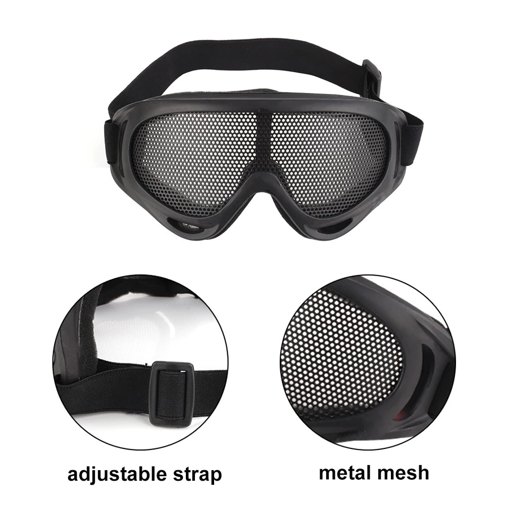 Gafas de malla de Metal para caza al aire libre, gafas tácticas resistentes a los golpes, protección de ojos para deportes al aire libre, herramientas para exteriores