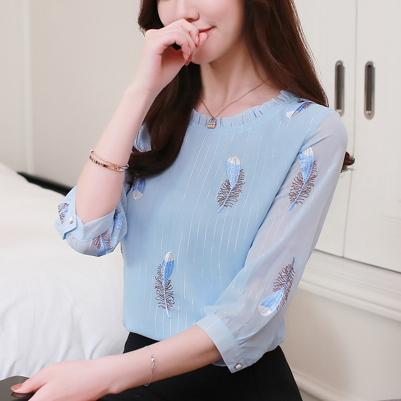 ブラウス夏 2020 春の女性の韓国シフォンシャツトップ服エレガントなレディースとブラウス vetement ファム KJ5702