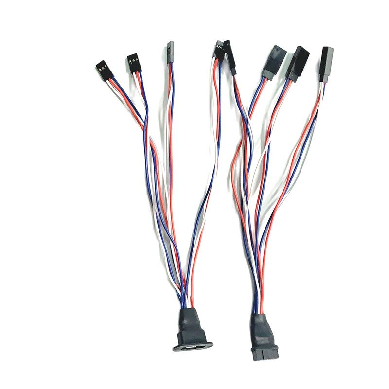 MPX 8 pines montado en brida macho hembra Multi cable doble Triple cuádruple 2/3/4 Servo arnés de cables de extensión 20awg para avión RC