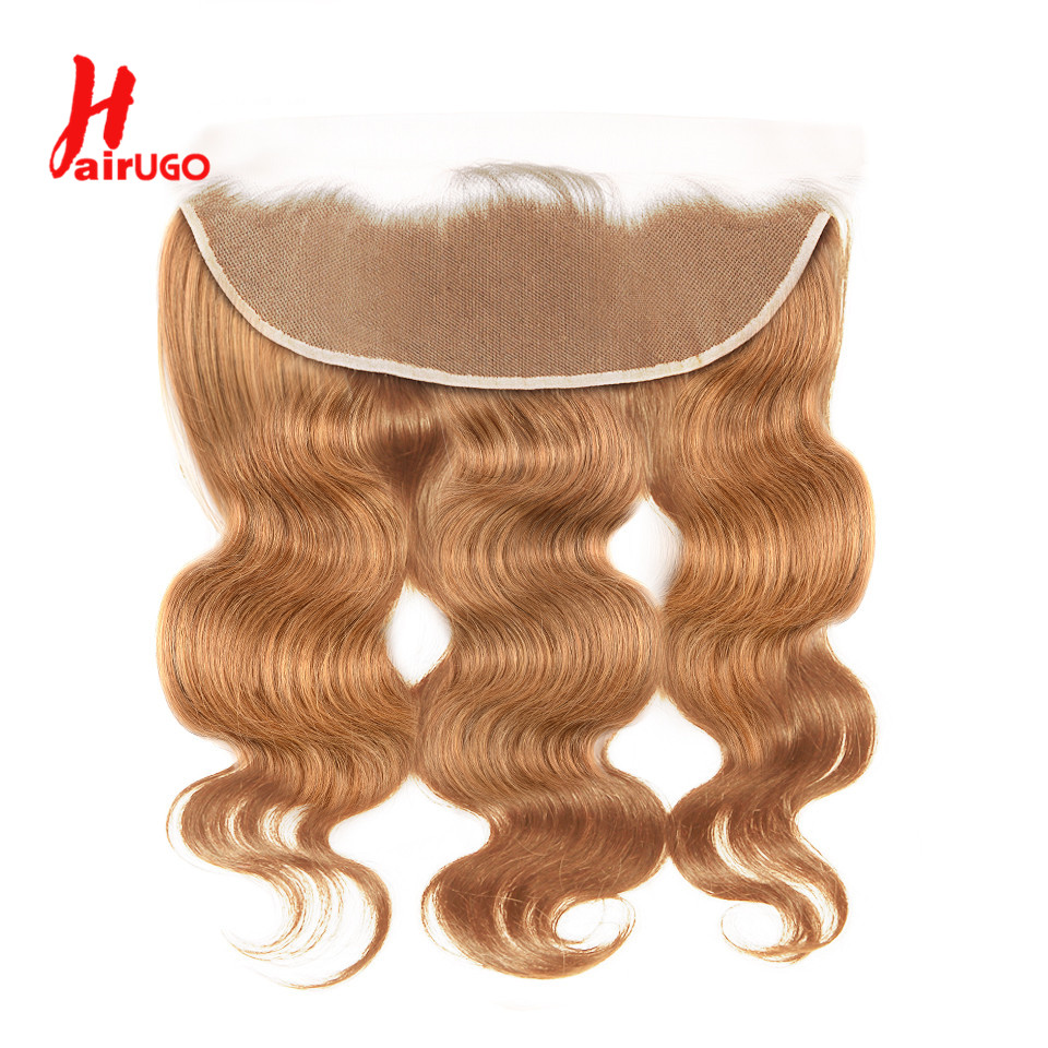Cabello humano ondulado con encaje Frontal transparente, cabello Remy 100%, prearrancado, 13x4, #27