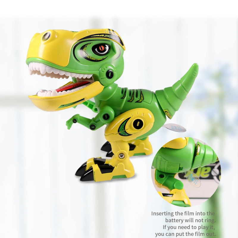 Brinquedo de ação de dinossauro com som e luz, modelo de dinossauro e tiranossauro de metal com som, educação precoce para crianças