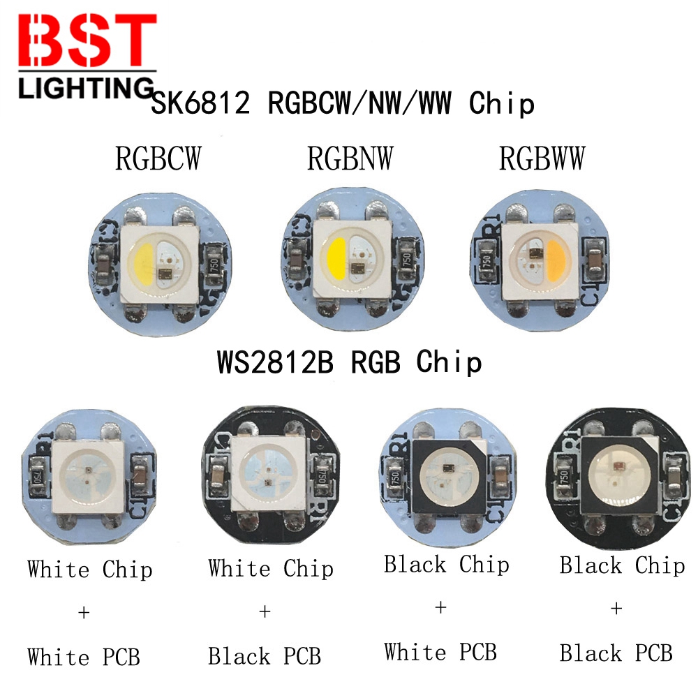 10 ~ 100 Uds WS2812B LED direccionable individualmente WS2811 IC SK6812 RGBWW/RGBCW/RFBNW disipador de calor Led 5050SMD RGB/RGBW incorporado DC5V
