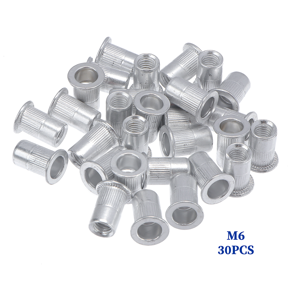90 Uds M3 M4 M5 M6 M8 M10 tuerca de remache de cabeza plana de aluminio juego de tuercas de remache insertar herramienta de tuercas de remache de varios tamaños