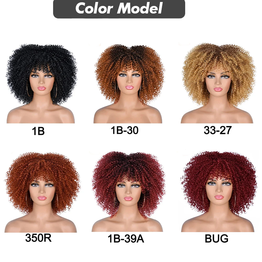 Tóc Ngắn Phi Kinky Xoăn Tóc Giả Với Nổ Châu Phi Tổng Hợp Ombre Glueless Cosplay Bộ Tóc Giả Cho Nữ Màu Đen Cao Cấp Nhiệt Độ