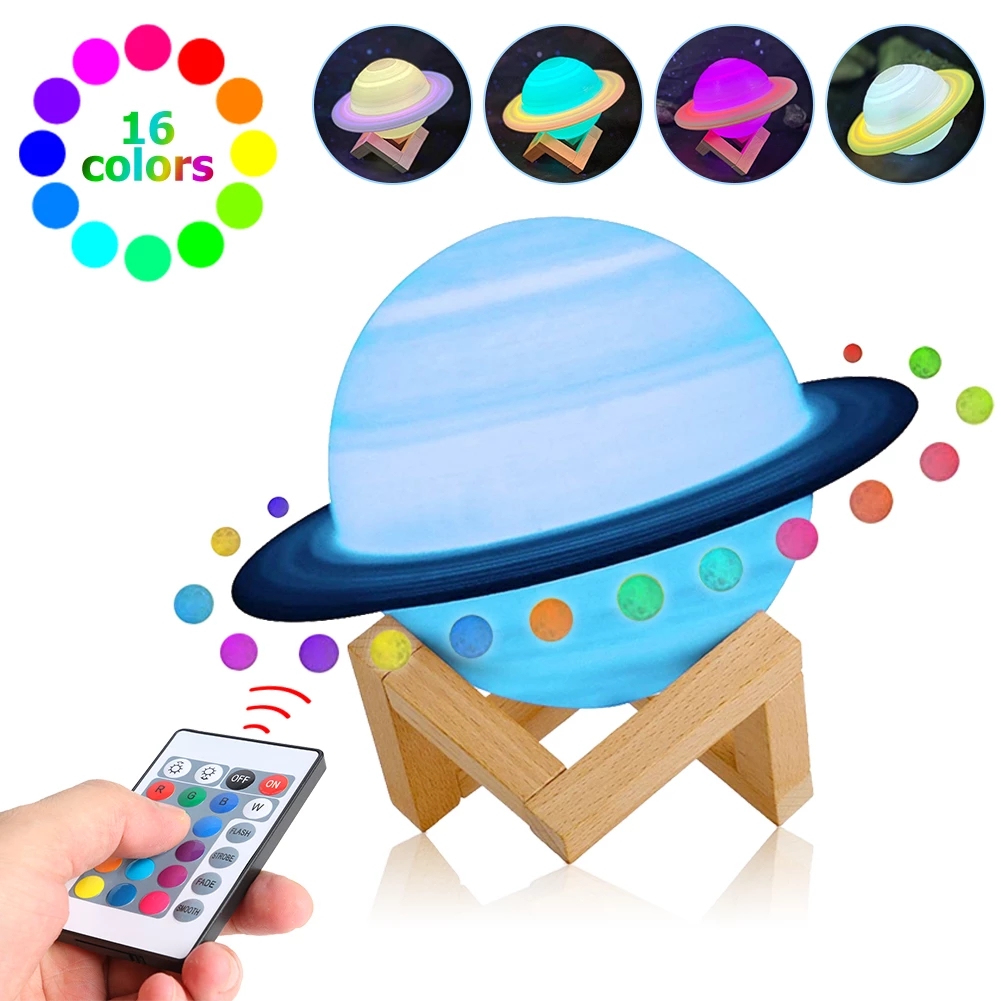 LED Nachtlicht 3D-Druck Saturn Lampe 16 Farben 3D-Licht mit Fernbedienung Touch Moon Lampe Kinder Lichter Nacht lampe für zu Hause