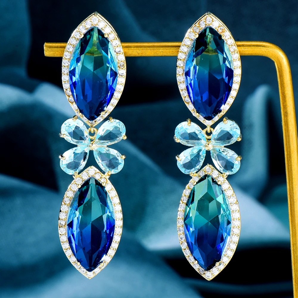 Anting-Anting Berkilau Kristal Zirkonia Kubik Permen Jelas Geometris Trendi untuk Wanita Anting-Anting Pengantin Wanita Grosir Arete De Mujer Modernos