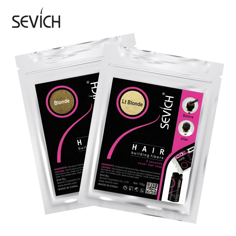 Sevich Refill 100G Tóc Sợi Tóc Sản Phẩm Tóc Xây Dựng Sợi Loại Bột Làm Dày Mái Tóc Mỏng 10 Màu Tóc Keratin mọc
